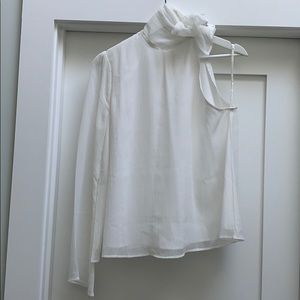 Tularosa one shoulder long sleeve white blouse, Sm